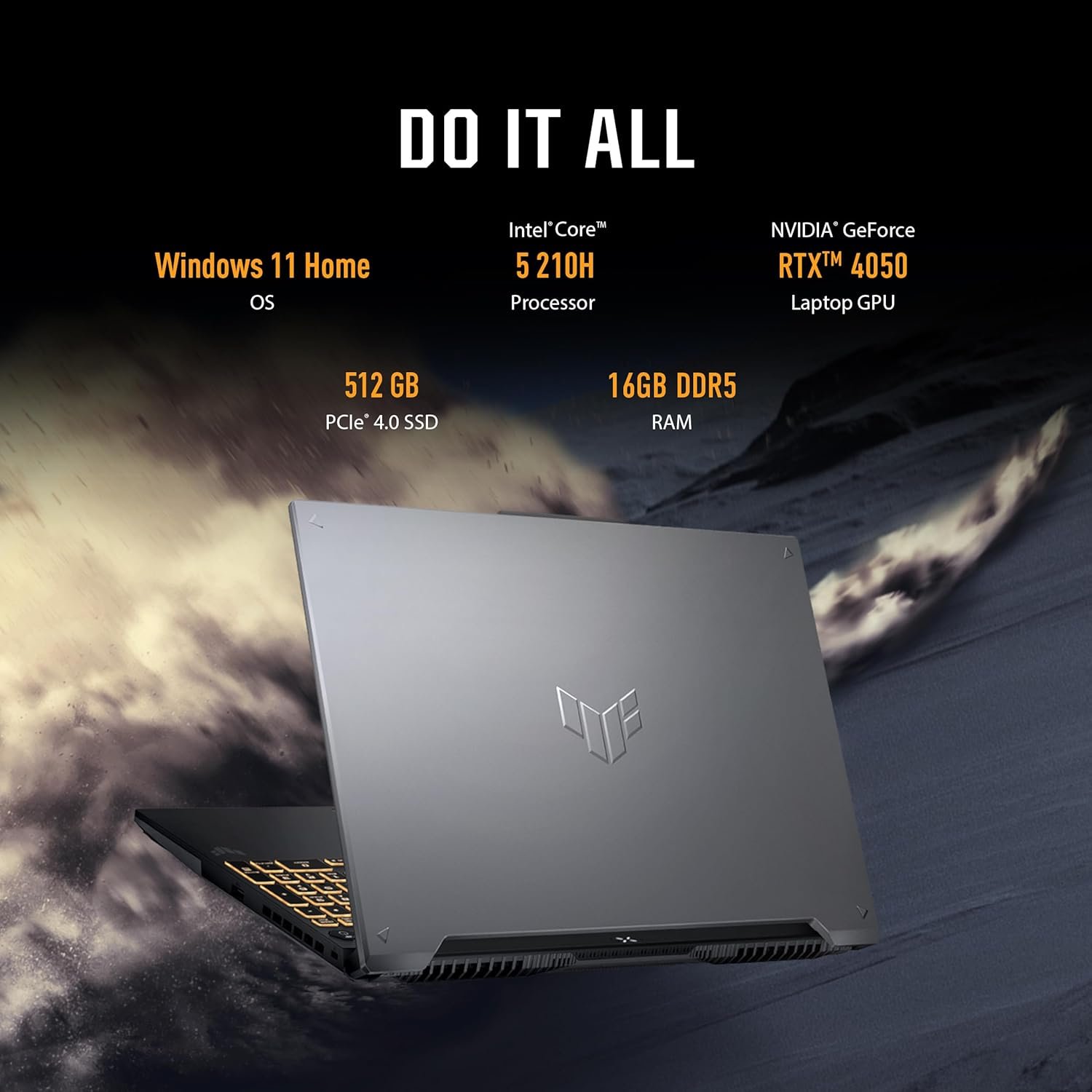 Home Marketplace2 18 ASUS TUF Gaming F16 Gaming Laptop, 16 FHD+ 144Hz IPS-Level 16:10 Display, Intel Core 5 210H, NVIDIA GeForce RTX 4050, 16GB DDR5, 512GB PCIe Gen4 SSD, Wi-Fi 6, Win11 Home, FX607VU-SS53
