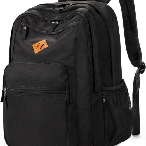 ZORFIN 26L Black Backpack for School, College, and Travel: Water Resistant Bookbag with 8 Compartments ZORFIN 26L Black Backpack for School, College, and Travel: Water Resistant Bookbag with 8 Compartments